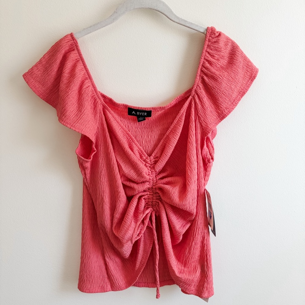 A. Byer Coral Ruched Top - Picture 6 of 10